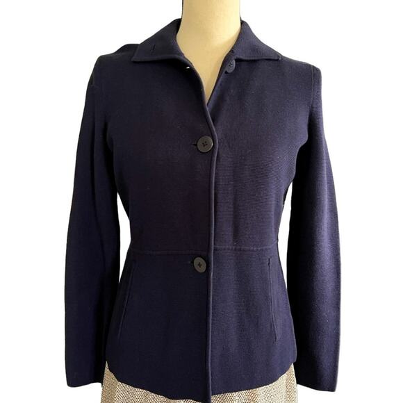 Talbots Women's Navy Blue Knit Stretch
Collar Cardigan Size P NWT - Picture 1 of 11